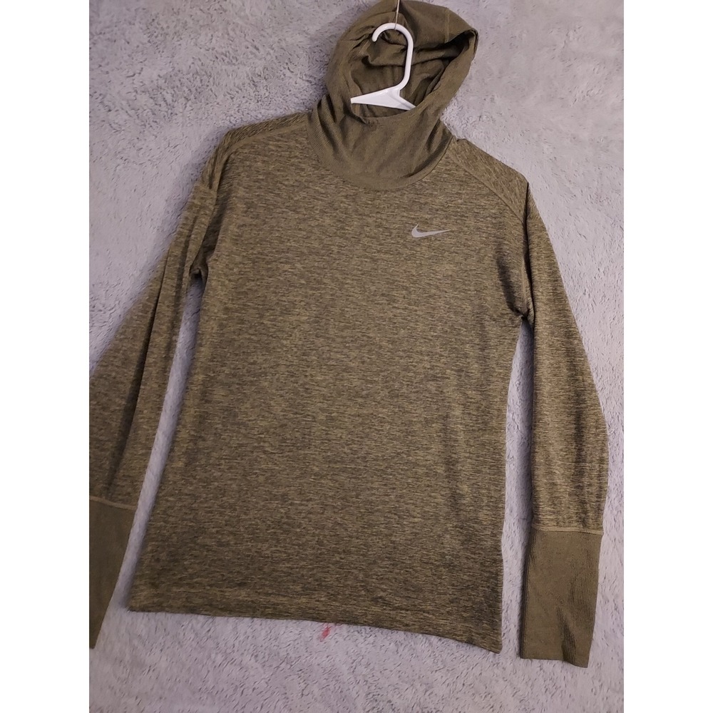 Nike Pullover Womens Small Element Performance Running Green Thumb Holes Hooded